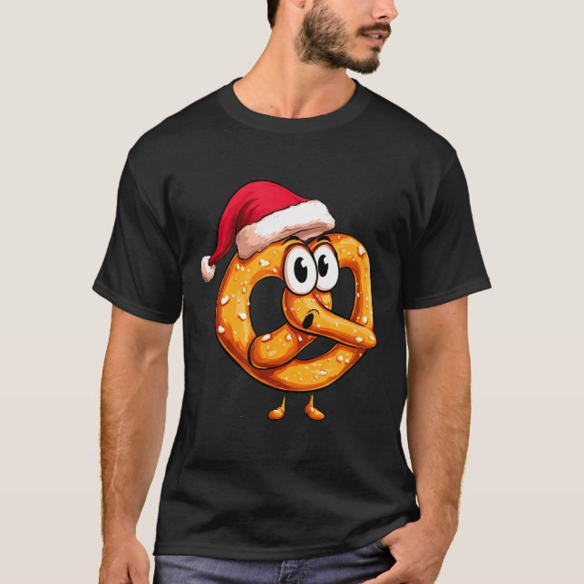 Camiseta Awesome Festive Pretzel With Santa Claus Hat Costu (Anverso)
