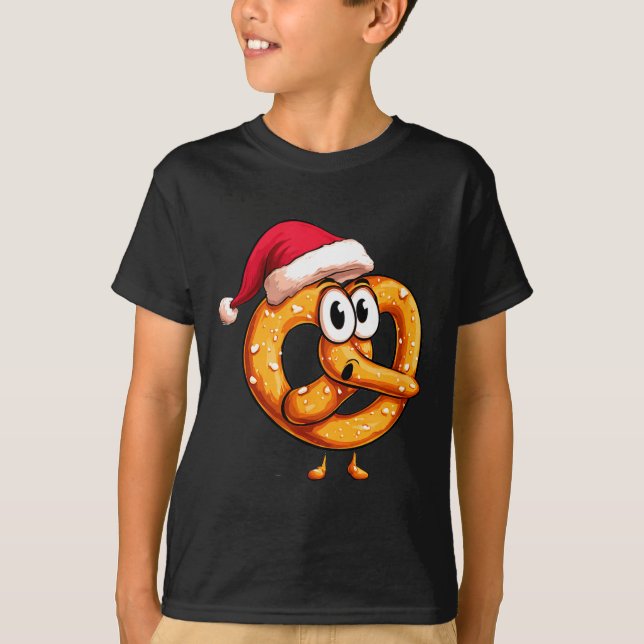 Camiseta Awesome Festive Pretzel With Santa Claus Hat Costu (Anverso)