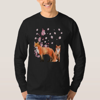 Camiseta Awesome Foxes Lovers Shirt Japanese Cherry Flower 