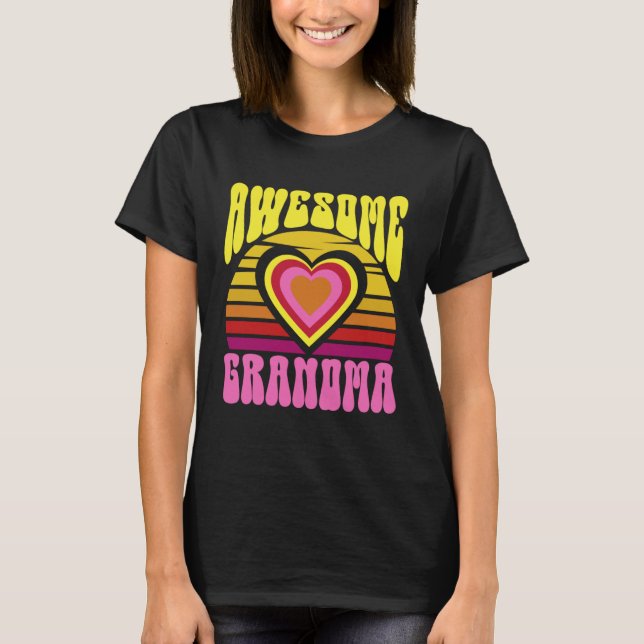Camiseta Awesome Grandma Cute Sunset Hearts Mother s Day Re (Anverso)