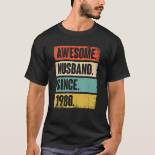 Camiseta Awesome Husband Since 1980 42 Wedding Anniversary