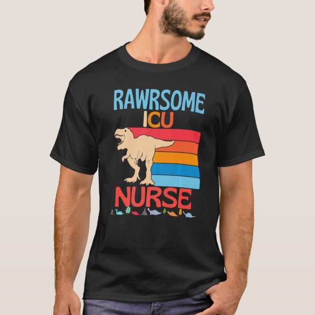 Camiseta Awesome ICU Nurse Dinosaur Healthcare Work Dinosau (Anverso)