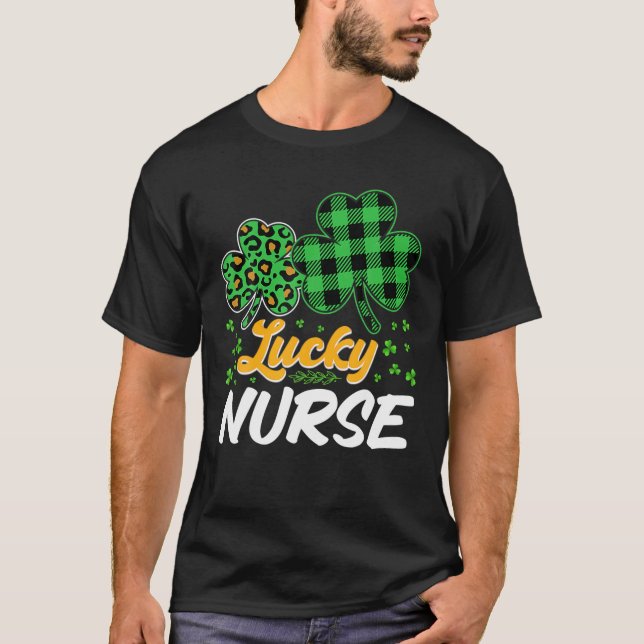 Camiseta Awesome Irish Nurse St Patricks Day Shamrock Patte (Anverso)