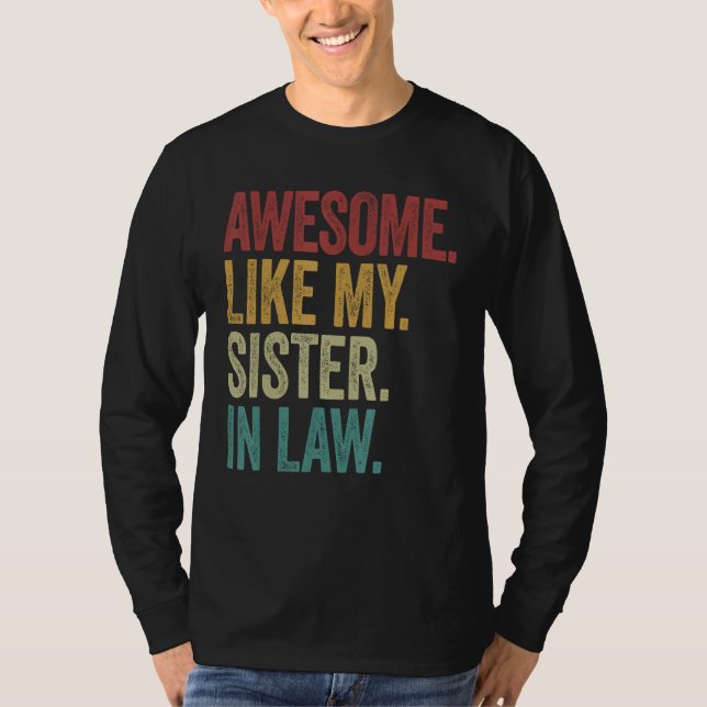 Camiseta Awesome like my sister in law retro new husband sp (Anverso)