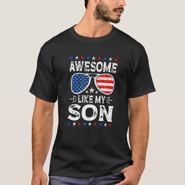 Camiseta Awesome Like My Son Retro American Flag Parents' D (Anverso)