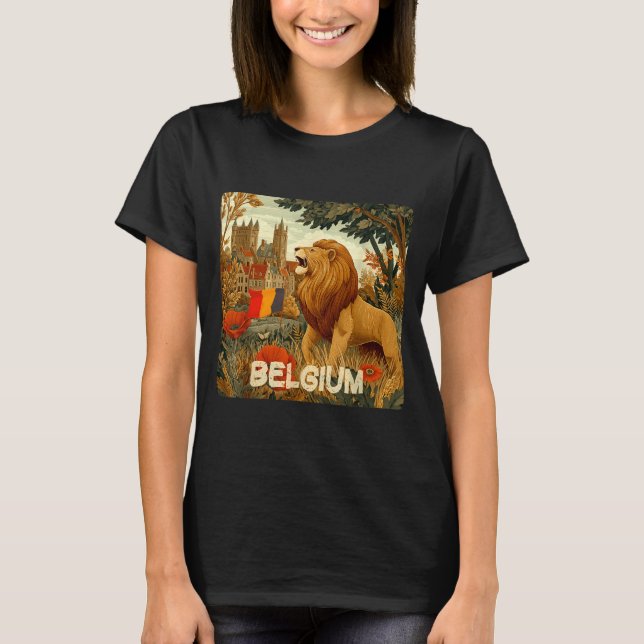 Camiseta Awesome Lion In Belgium Colors Costume  (Anverso)