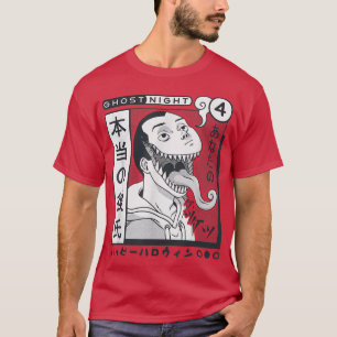 Camiseta Awesome Manga Style Ghost with Kanji Ghost Night 