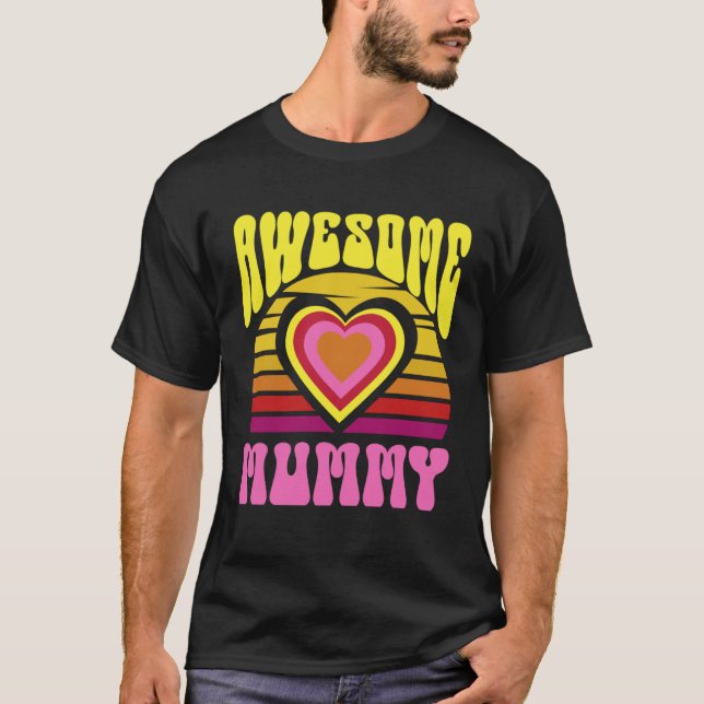 Camiseta Awesome Mummy Cute Sunset Hearts Mother s Day Retr (Anverso)