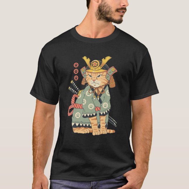 Camiseta Awesome Neko Samurai Cat Japón (Anverso)