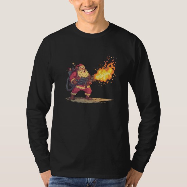 Camiseta Awesome Santa Claus with Flamethrower Costume (Anverso)