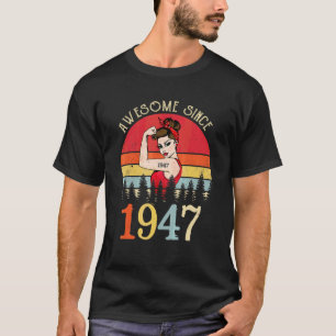 Camiseta Awesome Since 1947 Vintage 1947 75th Birthday Wome