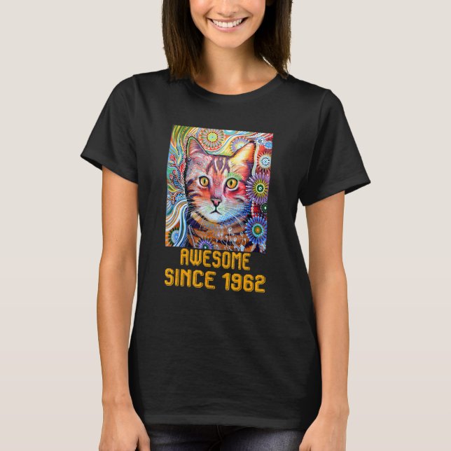 Camiseta Awesome Since 1962  Cat 60th Birthday (Anverso)