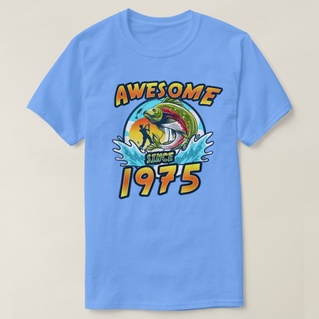 Camiseta Awesome since 1975 Angel Fishing Birthday  (Diseño del anverso)