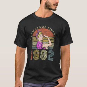 Camiseta Awesome Since 1982 Vintage 1982 40Th Birthday 40 Y