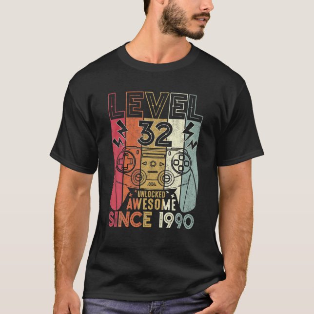 Camiseta Awesome Since 1990 Level 32 Unlocked 32Nd Birthday (Anverso)