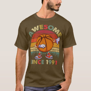 Camiseta Awesome Since 1991 Birthday Basketball 31st Birthd