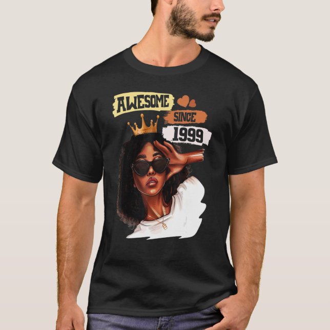 Camiseta Awesome Since 1999 Black Girl Birthday Melanin Afr (Anverso)