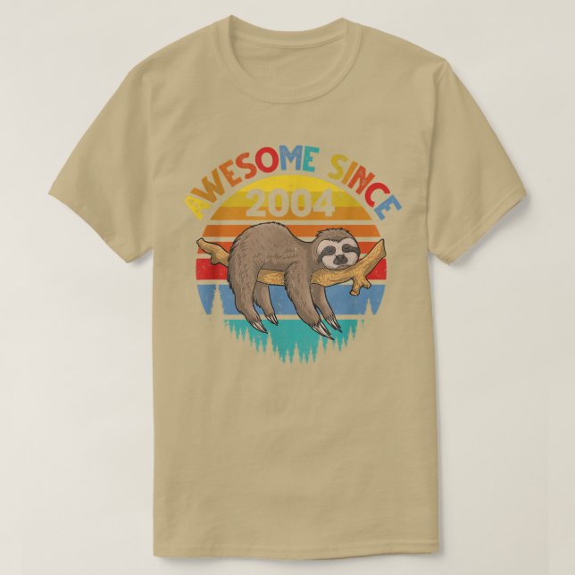 Camiseta Awesome Since 2004 Sloth Birthday 18 Years Old Bir (Diseño del anverso)
