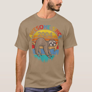 Camiseta Awesome Since 2004 Sloth Birthday 18 Years Old Bir