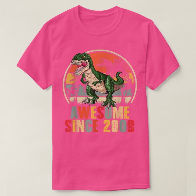 Camiseta Awesome Since 2009 Dinosaur Boy 13th Birthday 13 Y (Diseño del anverso)