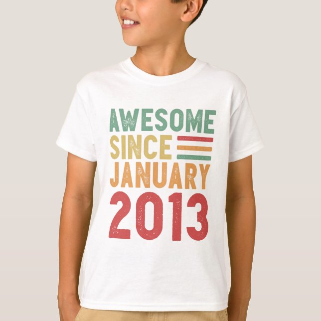 Camiseta Awesome Since 2013 10th Birthday Vintage Gift (Anverso)