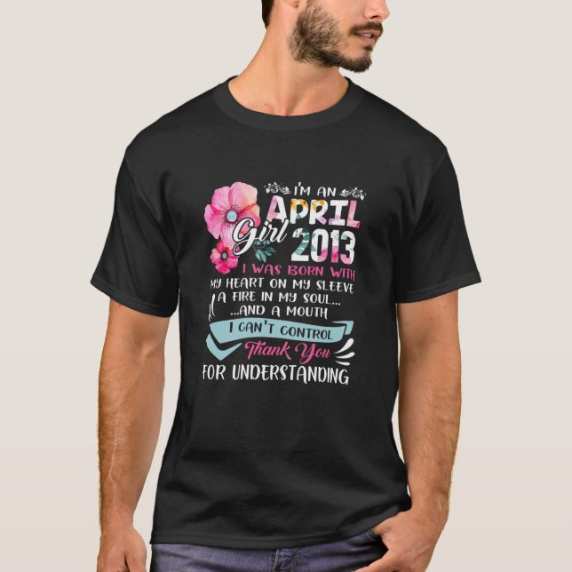 Camiseta Awesome Since 2013 9Th Birthday I'm An April Girl (Anverso)