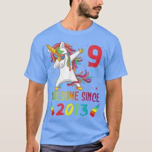 Camiseta Awesome Since 2013 Dabbing Unicorn 9th Birthday 9