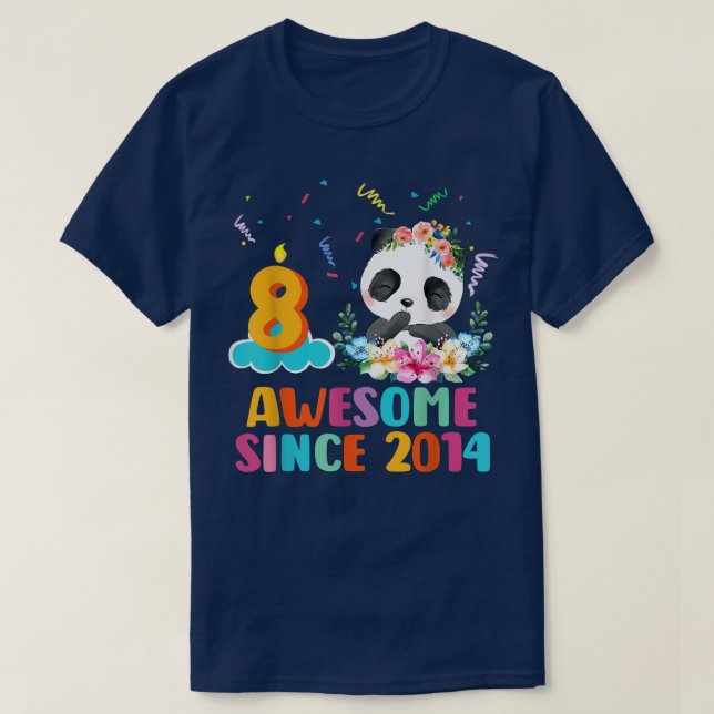 Camiseta Awesome since 2014 8th Birthday 8 Year Old Panda U (Diseño del anverso)