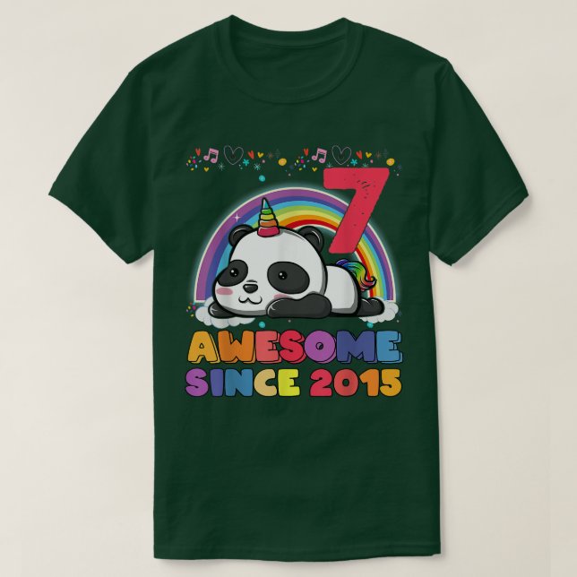 Camiseta Awesome since 2015 7th Bday 7 Years Old Panda Unic (Diseño del anverso)