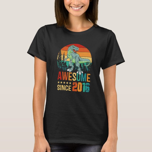 Camiseta Awesome Since 2016 7th Bday 7 Year Old Dinosaur Bo (Anverso)