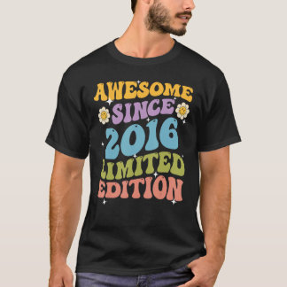 Camiseta Awesome Since 2016 Retro Groovy Shirt Gifts For Wo
