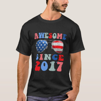 Camiseta Awesome Since 2017 6 Years 4Th Of July