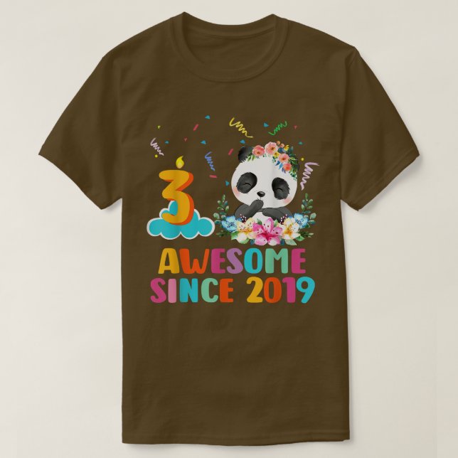 Camiseta Awesome since 2019 3rd Birthday 3 Year Old Panda U (Diseño del anverso)