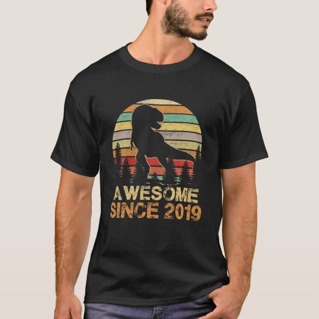 Camiseta Awesome Since 2019 Dinosaur T Rex 3Rd Birthday 3 Y (Anverso)