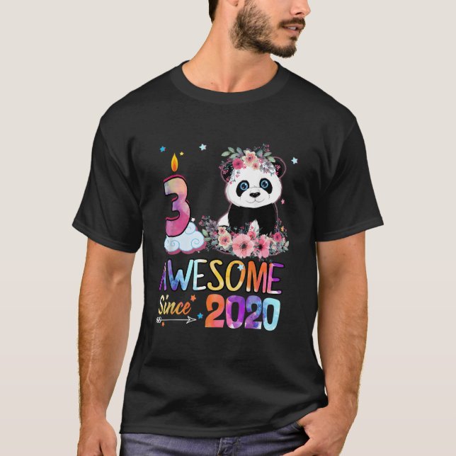 Camiseta Awesome Since 2020 3Rd 3 Panda Unicorn (Anverso)