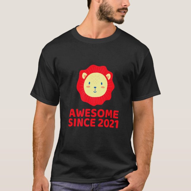 Camiseta Awesome Since 2021 Sweet Lion  For Kids Boys Girls (Anverso)