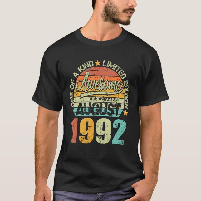 Camiseta Awesome Since August 1992 30 Years Old 30th Birthd (Anverso)