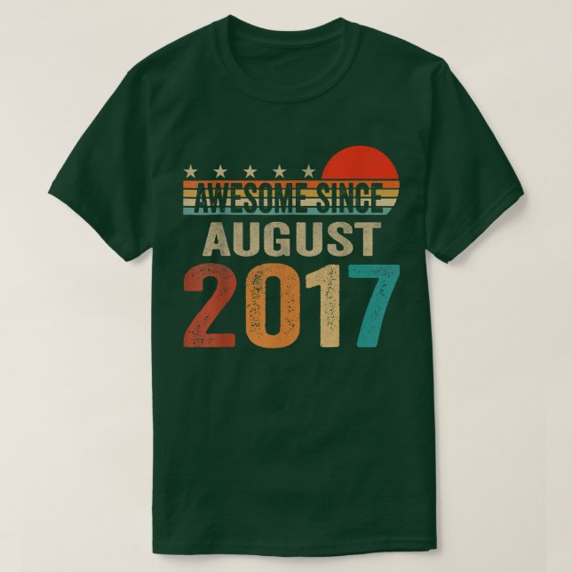 Camiseta Awesome Since August 2017 5 Years Old 5th Birthday (Diseño del anverso)