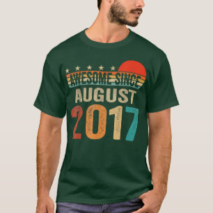 Camiseta Awesome Since August 2017 5 Years Old 5th Birthday