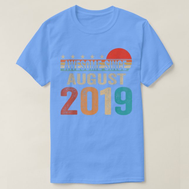 Camiseta Awesome Since August 2019 3 Years Old 3rd Birthday (Diseño del anverso)