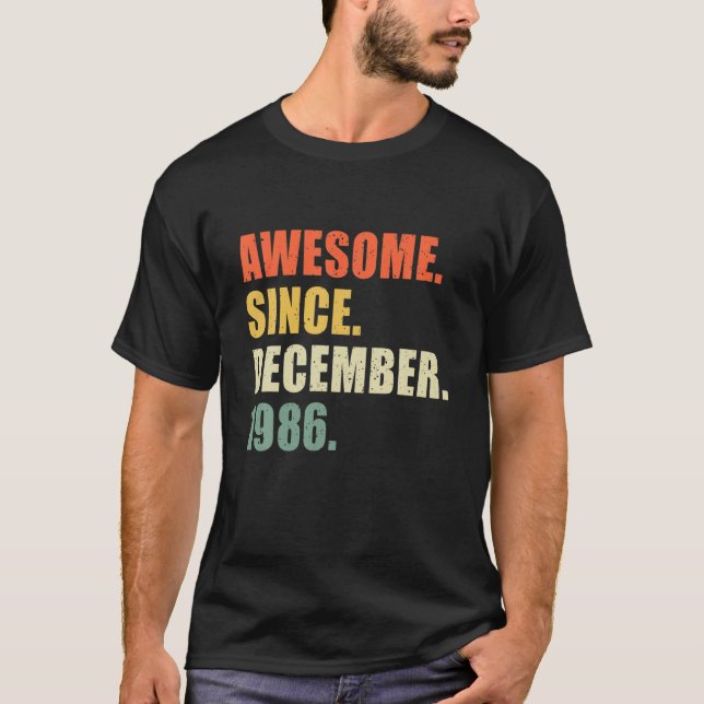 Camiseta Awesome Since December 1986 36 Year Old Retro Birt (Anverso)