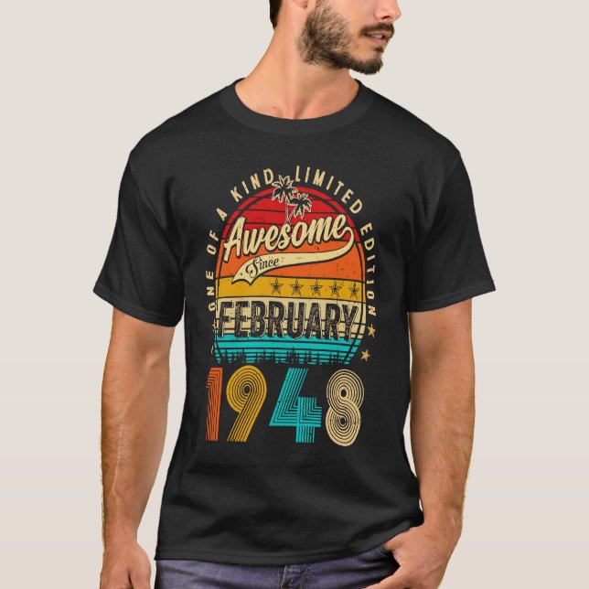Camiseta Awesome Since February 1948 75 Years Old 75th Birt (Anverso)