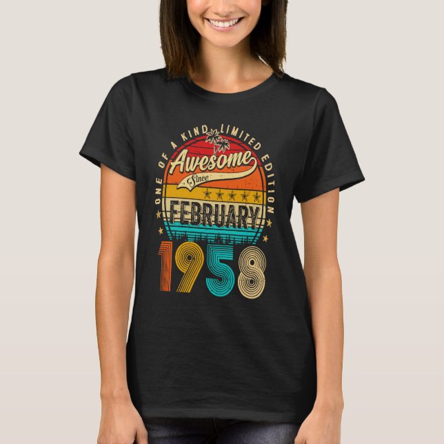 Camiseta Awesome Since February 1958 65 Years Old 65th Birt (Anverso)