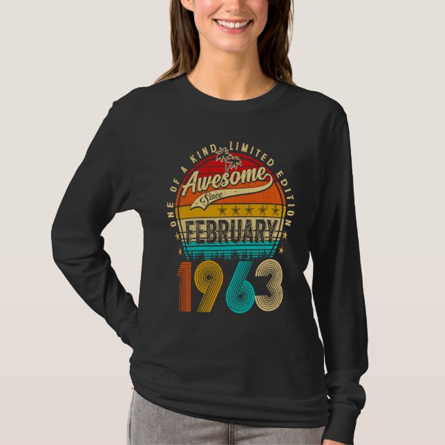 Camiseta Awesome Since February 1963 60 Years Old 60th Birt (Anverso)