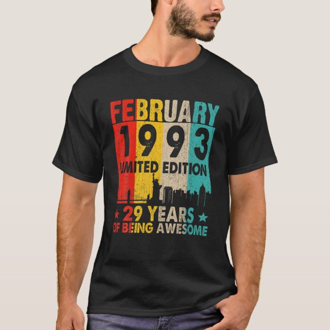 Camiseta Awesome Since February 1993 29Th Birthday Vintage (Anverso)