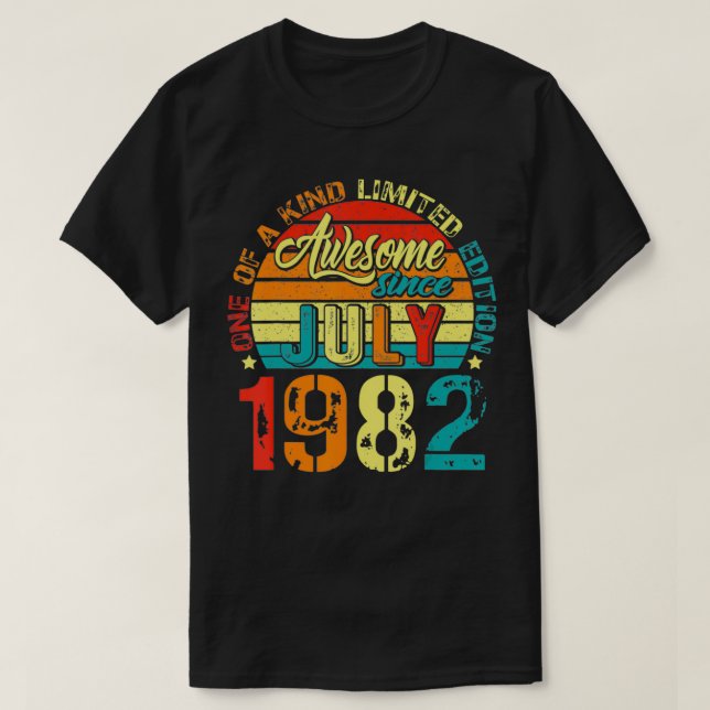 Camiseta Awesome Since July 1982 40 Years Old 40th Birthday (Diseño del anverso)
