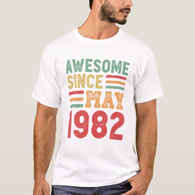 Camiseta Awesome Since May 1982 40Th Birthday Retro Gift (Anverso)