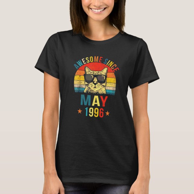 Camiseta Awesome Since May 1996 26th Birthday  Cat (Anverso)