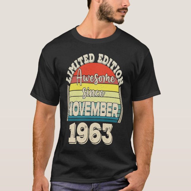 Camiseta Awesome Since November 1963 Born in November Dad M (Anverso)