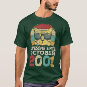 Camiseta Awesome Since October 2001 21st Birthday Gifts Cat